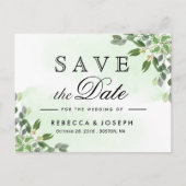 Gold Eukalyptus Greenerity Wedding Save the Date Postkarte (Vorderseite)