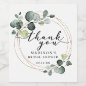 Gold Eukalyptus Greenery Danke Brautparty Weinetikett (Einzelnes Label)