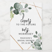 Gold Eukalyptus Grünes Brautparty Gefallen Weinetikett (Einzelnes Label)