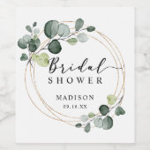 Gold Eukalyptus Grünes Brautparty Gefallen Weinetikett (Einzelnes Label)