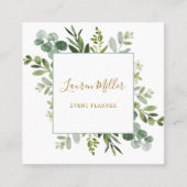 Gold| Eukalyptus-Grünfolien Quadratische Visitenkarte (Vorderseite)
