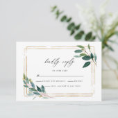 Gold Eukalyptus Leaf Wedding RSVP Card Karte (Stehend Vorderseite)