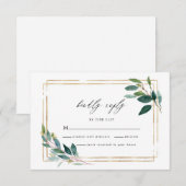 Gold Eukalyptus Leaf Wedding RSVP Card Karte (Vorne/Hinten)