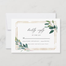 Gold Eukalyptus Leaf Wedding RSVP Card