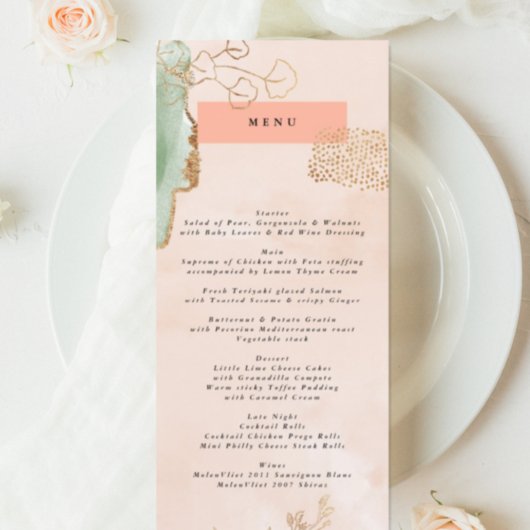 Gold Eukalyptus Moderne Abstrakte Smaragdgrün Menükarte