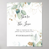 Gold Eukalyptus Share Liebe Hashtag-Zeichen Poster (Vorne)