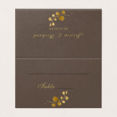 Gold Eukalyptus-Tischnummer und Name-Platzkarten (Außenseite Aufgefaltet)