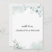 Gold Eukalyptus Verlasst Grüne Probe Abendessen Einladung (Rückseite)