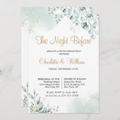 Gold Eukalyptus Verlasst Grüne Probe Abendessen Einladung (Vorne/Hinten)