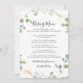 Gold Eukalyptus Wedding Kissing Menu Game Card (Vorderseite)