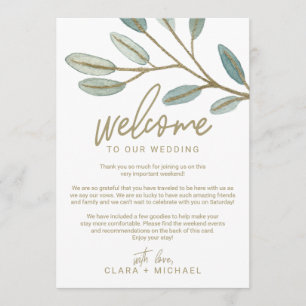 Gold Eukalyptus Wedding Welcome Letter & Itinerary Programm