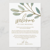 Gold Eukalyptus Wedding Welcome Letter & Itinerary Programm (Vorderseite)