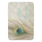 Gold Exotic Peacock Feather Glam Eleganter Chic Badematte (Vorderseite Vertikal)