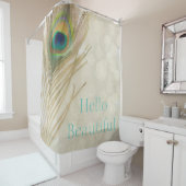 Gold Exotic Peacock Feather Glam Eleganter Chic Duschvorhang (Beispiel)