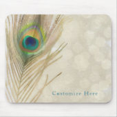 Gold Exotic Peacock Feather Glam Eleganter Chic Mousepad (Vorne)