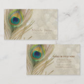 Gold Exotic Peacock Feather Glam Eleganter Chic Visitenkarte (Vorne/Hinten)