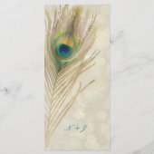 Gold Exotic Peacock Feather Glam Party Menu Menükarte (Rückseite)