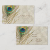 Gold Exotic Peacock Feather Glam Refer a Friend Empfehlungskarte (Vorne/Hinten)