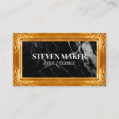 Gold Extravagante Grenze | Schwarzer Marmor Visitenkarte (Vorderseite)