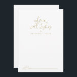 Gold Extravagante SkriptWedding wünscht Ratenkarte Hinweiskarte<br><div class="desc">Dieses extravagante Drehbuch Hochzeit auch Wünsche Ratschläge Karte ist perfekt für eine rustikale Hochzeit. Das einfache und elegante Design zeichnet sich durch klassische und extravagante Schriftzeichen in Gold aus. Diese Karten sind ideal für Hochzeiten, Brautparty, Babydusche, Graduiertenfest u.v.m. Personalisieren Sie die Karten mit den Namen der Braut und Bräutigam, den...</div>