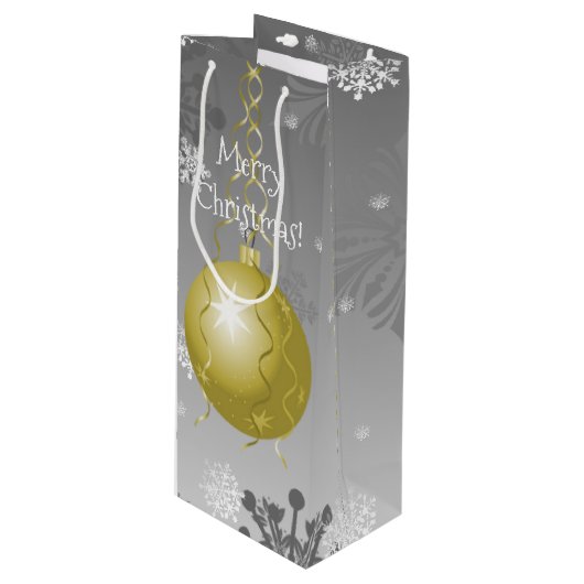 Gold Extravagante Weihnachtsgeschenktasche Geschenktüte Für Weinflaschen (Vorderseite Schrägansicht)