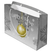 Gold Extravagante Weihnachtsgeschenktasche Große Geschenktüte (Rückseite Schrägansicht)