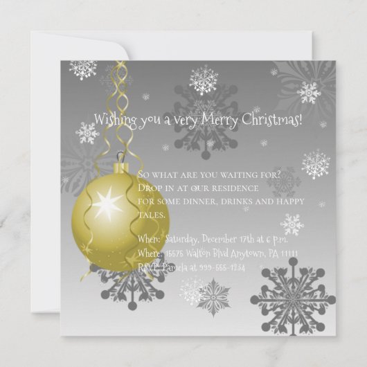 Gold Extravagante Weihnachtsschmuck Einladung (Rückseite)