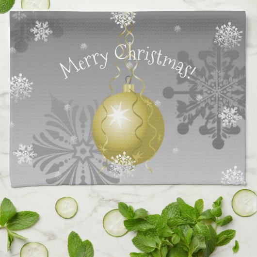 Gold Extravagante Weihnachtsschmuck Küchentücher (Gefaltet)