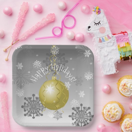 Gold Extravagante Weihnachtsschmuckplatte Pappteller (Party)