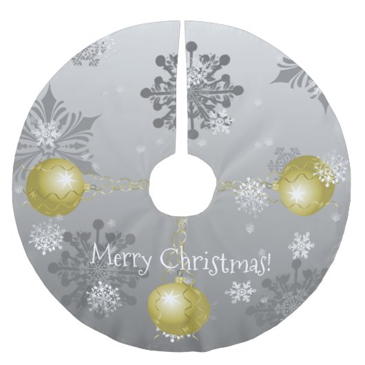 Gold Extravagante Weihnachtsschmuckstücke Polyester Weihnachtsbaumdecke (Vorderseite)