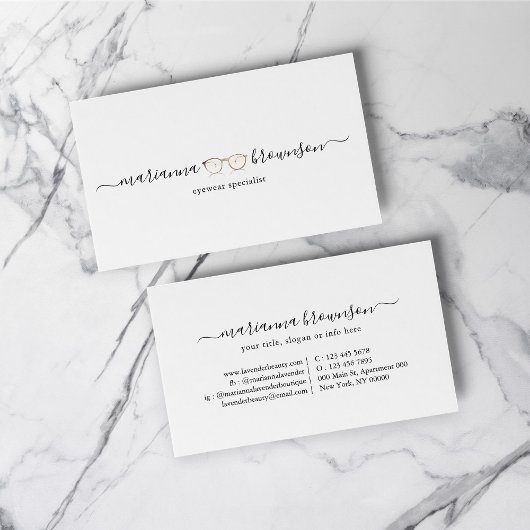 Gold Eye trägt Brille Visitenkarte