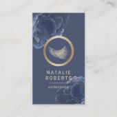 Gold Eyelash Blue Floral Makeup Artist Esthetician Visitenkarte (Vorderseite)