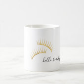 Gold Eyelashes Hello Beautiful Kaffeetasse (Mittel)