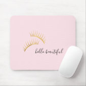Gold Eyelashes Hello Beautiful Mousepad (Mit Mouse)