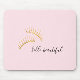 Gold Eyelashes Hello Beautiful Mousepad