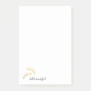 Gold Eyelashes Hello Beautiful Post-it Klebezettel