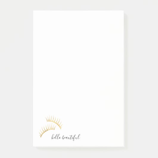 Gold Eyelashes Hello Beautiful Post-it Klebezettel (Vorderseite)