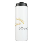 Gold Eyelashes Hello Beautiful Thermosbecher (Vorderseite)