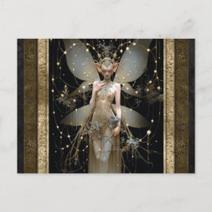 Gold Fail Girl Fantasy Kunst Postkarte