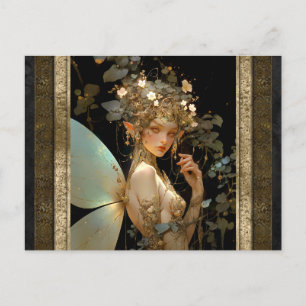 Gold Fail Girl Fantasy Kunst Postkarte