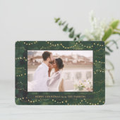 Gold Fairy Lights | Elegante Ein Foto Weihnachten (Stehend Vorderseite)