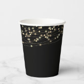 Gold Fairy String Lights Black Pappbecher (Rückseite)