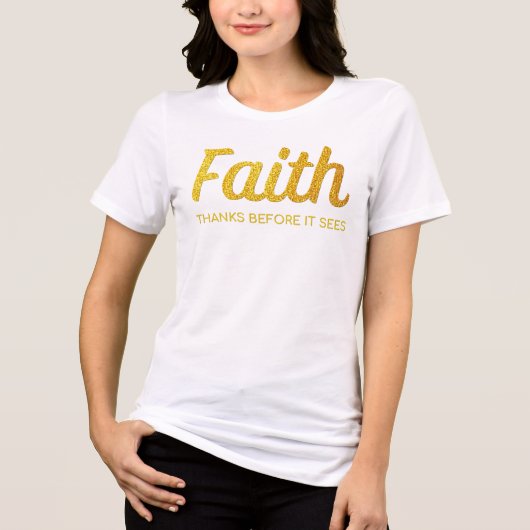 Gold Faith - Dankbarkeit Inspiration Christlich Tri-Blend Shirt (Vorderseite)