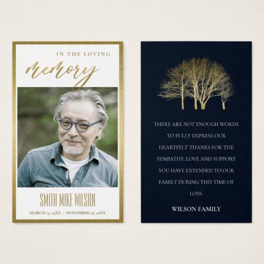 GOLD FALL BEILEID MEMORIAL FOTO DANK KARTE (Vorne & Hinten)