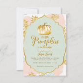 Gold Fall Pumpkin Baby Dusche Einladung (Vorderseite)