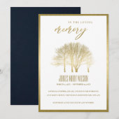 GOLD FALL TREE BEILEID MEMORIAL SERVICE INVITE DANKESKARTE (Vorne/Hinten)