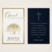 GOLD FALL TREE SYMPATHY MEMORIAL THANK YOU CARD (Vorne & Hinten)