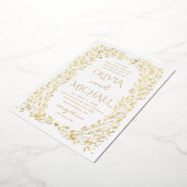 Gold fallen botanische Hochzeit. Eleganter Herbstb Folieneinladung (Gedreht)