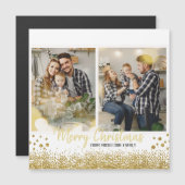 Gold Family Foto Weihnachtskarte Magnetkarte (Vorne/Hinten)