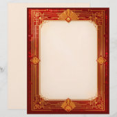 Gold-Fan-Rahmen in Rot Briefbogen (Vorne/Hinten)